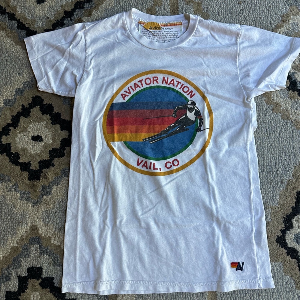 Aviator Nation kids’ T with Rainbow ski graphic from Vail - size 14